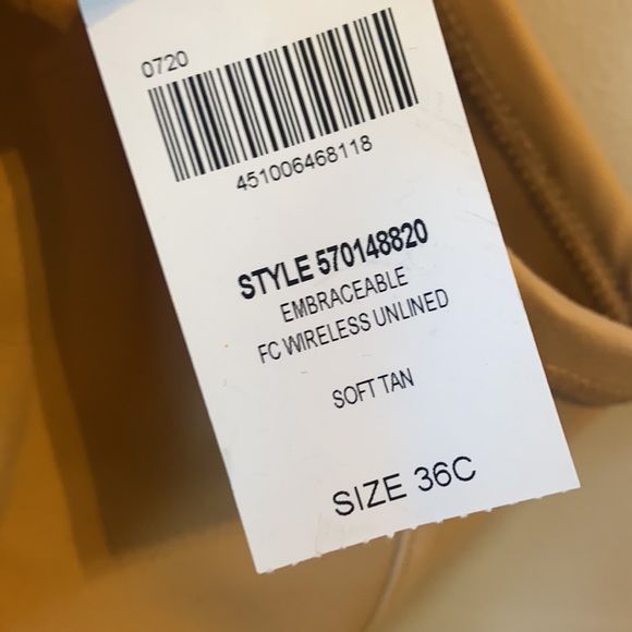 NWT Soma Tan Wireless Unlined 36C Bra - Picture 4 of 7